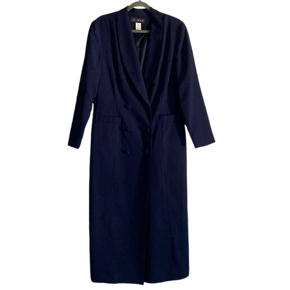 Vintage J.G. Hook Navy Blue Long Overcoat Tall Size 16 - Picture 1 of 4